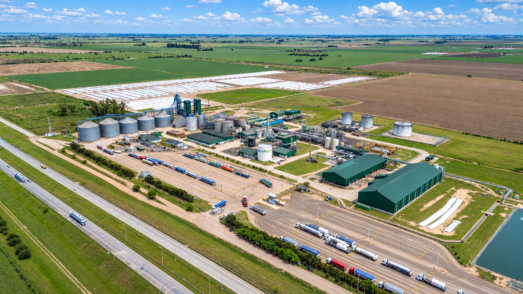 Vista aérea completa de la planta ACA BIO en Villa María